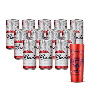 Pack x12 Budweiser 269cc + 1 vaso rojo edicion limitada de regalo